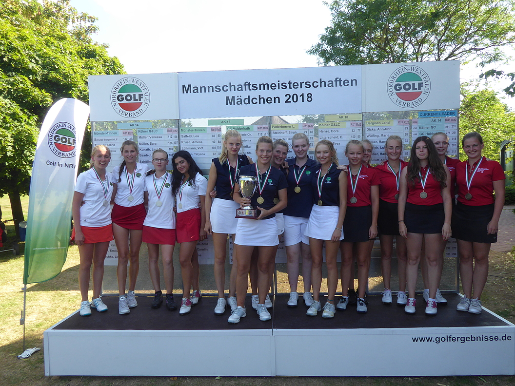 DMM AK 18 Mädchen: 1. Platz GC Hubbelrath; 2. Platz Düsseldorfer GC; 3. Platz Paderborner Land
