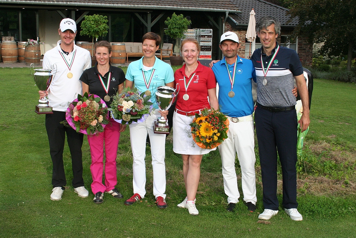 Sieger bei den Damen und Herren. V.l.n.r. Marcel Zillekens, Wencke Börding, Nina Birken, Esther Remberg-Schimpf, Christopher Huvermann, Christian Reimbold